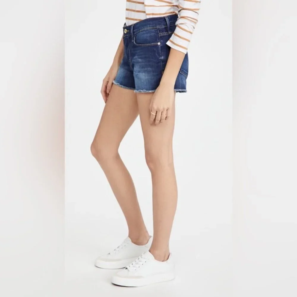 FRAME Jean Shorts Women's Size 24 Blue Denim Le Cutoff Shorts Stretch Frayed Hem